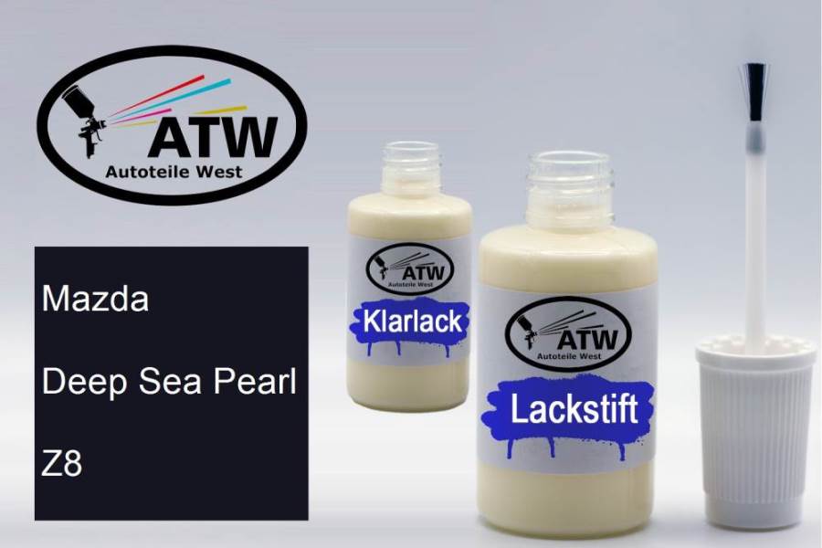 Mazda, Deep Sea Pearl, Z8: 20ml Lackstift + 20ml Klarlack - Set, von ATW Autoteile West.